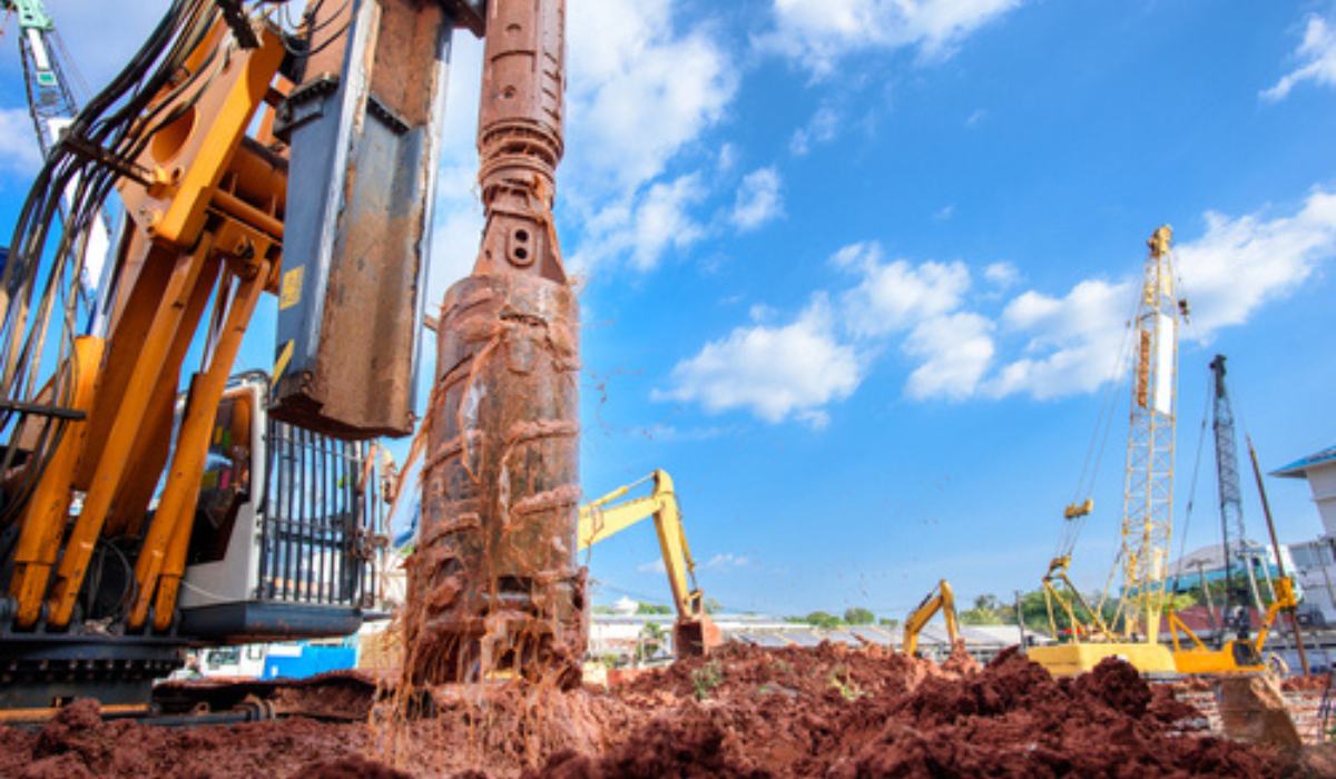 Piling works in progress at construction site